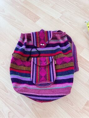 Handwoven Striped Pink Multicolor Women’s Shoulder Bag